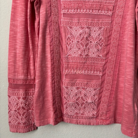 Soft Surroundings Boho Crochet Embroidered Alta Mara Long Sleeve Shirt - Picture 5 of 13